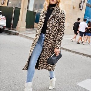 EXPRESS Leopard Print Long Coat